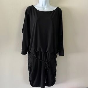 White House Black Market Black Split-Sleeve Jersey Knit Dress L